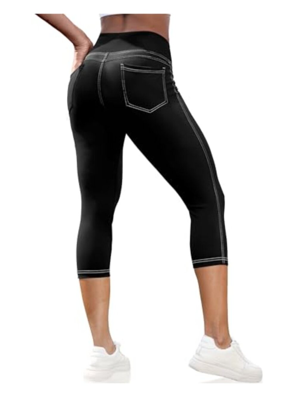 High Waisted Capri Leggings with Pockets Tummy Control Yoga Pants